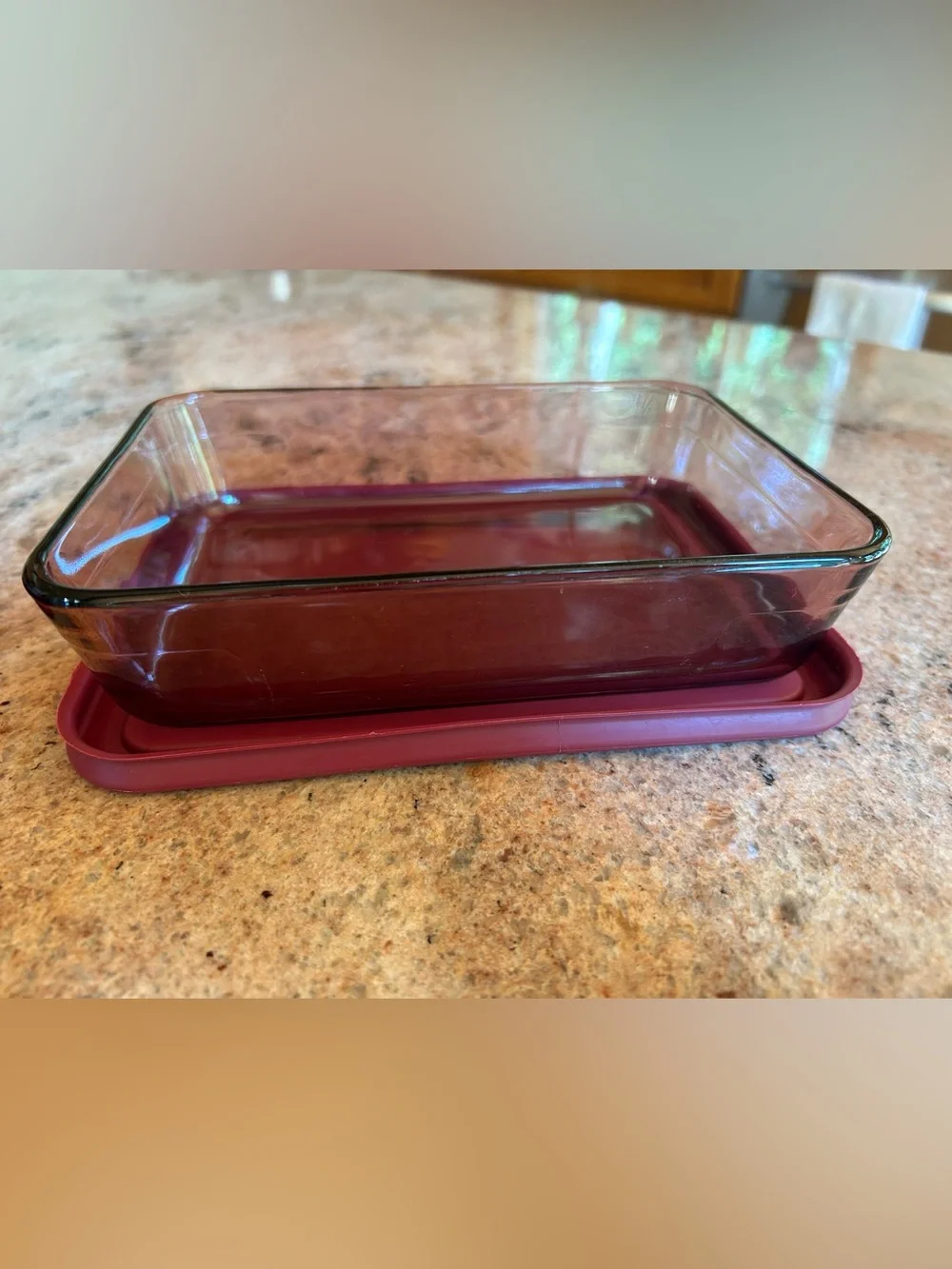 Pyrex Cranberry Visions Glass Food Storage w/lids Round C-16-B 1 pint & 7210 3C.